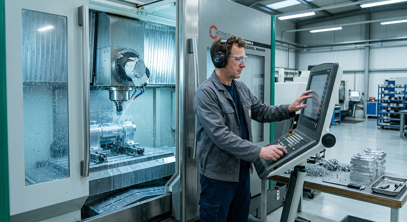 Facharbeiter an einer CNC-Maschine